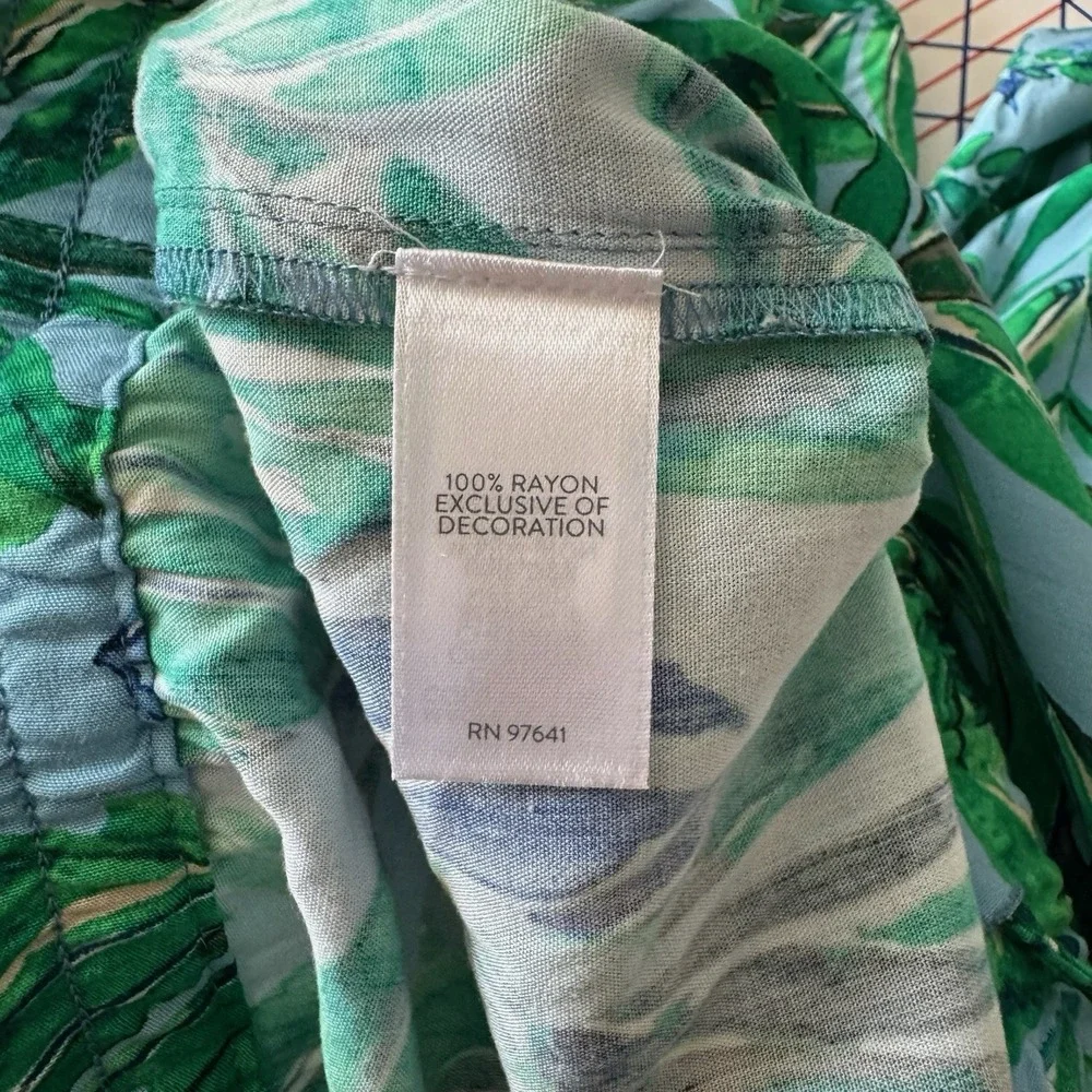 J. Jill Tropical Palm‎ Shorts Blue Green 2X Vacation Summer Beach Cruise Resort